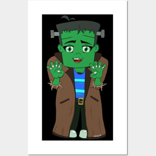 Spoopy Frankenstein in black Posters and Art